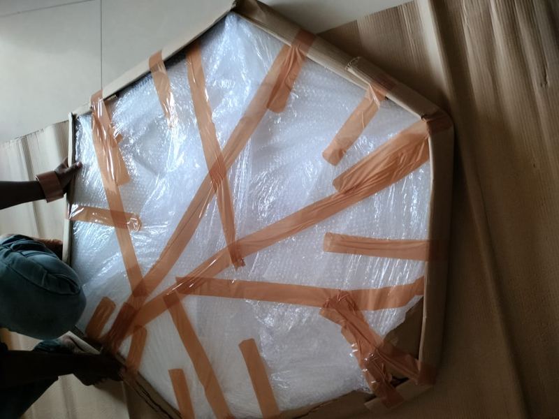Glassware packed with protective wrapping