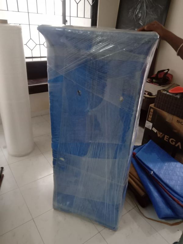 Home relocation team carrying packed cartons